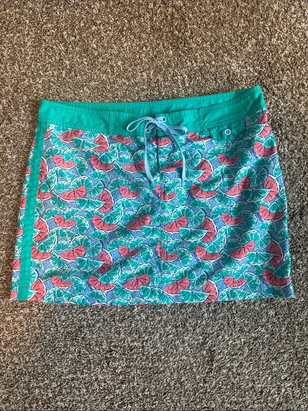 Vineyard Vines Teal & Pink Citrus Print Mini Skirt 8